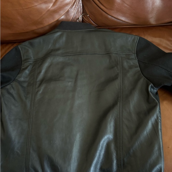 John Varvatos leather and wool baseball jacket - Picture 2 of 7